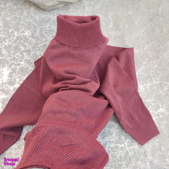 پلیور یقه اسکی مردانه مدل ZRM-E1 رنگ زرشکی تیره