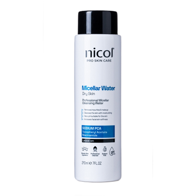 میسلار واتر نیکول مدل DRY SKIN مناسب پوست خشک حجم 210 میلی لیتر