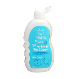شامپو بچه مانا مدل پروتئین شیر و روغن نارگیل حجم 400 میلی لیتر