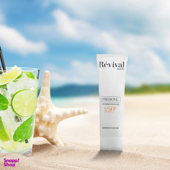 فلوئید ضد آفتاب بدون رنگ کلکسیون رویوال spf 50 مدل PREBIOTIC مناسب پوست های چرب و مختلط حجم 50 میلی لیتر