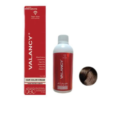 کیت رنگ مو والانسی شماره R4 رنگ قهوه ای کاکائویی متوسط حجم 100 میلی لیتر به همراه اکسیدان حجم 150 میلی لیتر