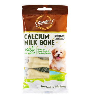 تشویقی سگ گناولز مدل CALIUM MILK BONE4 وزن 90 گرم بسته 4 عددی