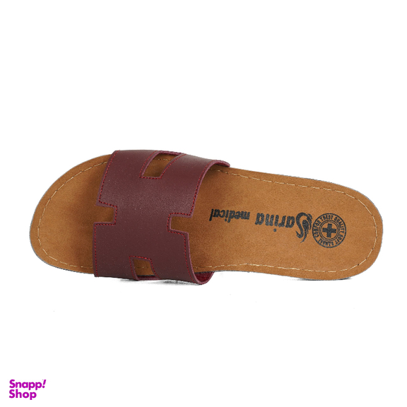 دمپایی زنانه سارینا طرح هرمس رنگ زرشکی