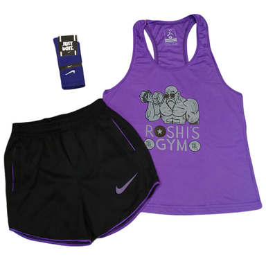 ست تاپ و شلوارک و جوراب ورزشی مردانه کد 1530 رنگ بنفش