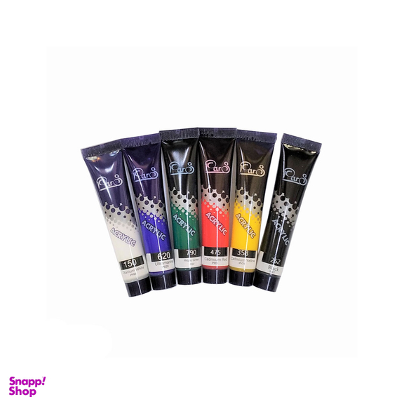 رنگ اکریلیک پارس مدل ACP6 حجم 21 میلی لیتر مجموعه 6 عددی