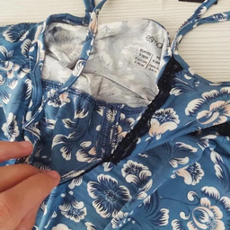 لباس خواب زنانه اسمارا مدل ویسکوز گلدار کد 378 رنگ آبی نیلی