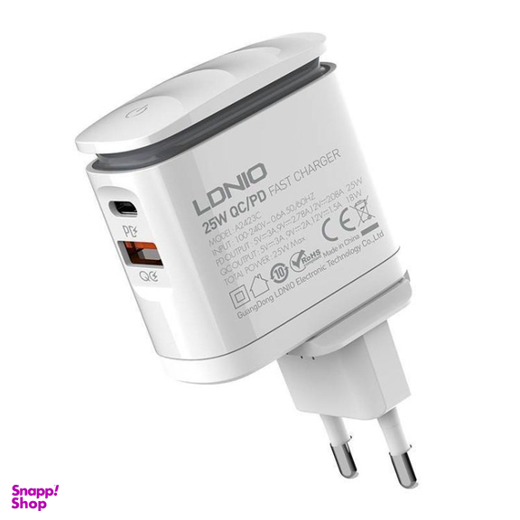 شارژر دیواری گوشی موبایل الدینیو مدل A2423C به همراه کابل USB-C