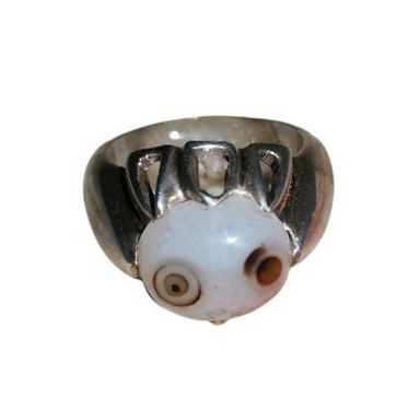 انگشتر نقره مردانه مدل باباقوری دو چشم طبیعی