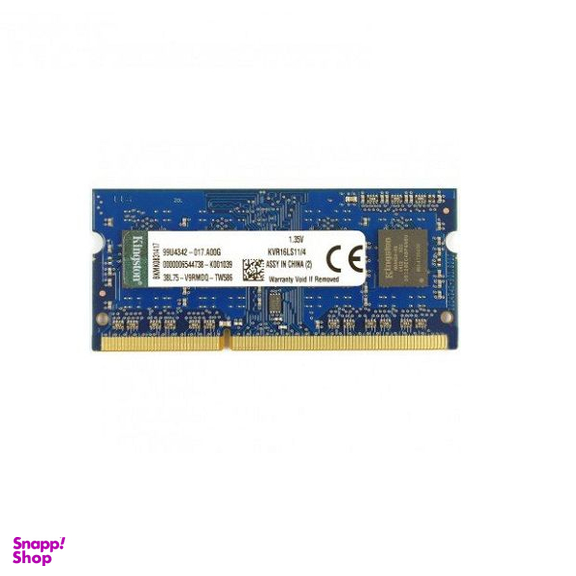 رم لپ تاپ DDR3L تک کاناله 1600 مگاهرتز CL11 کینگستون مدل KVR16LS11/BLUE PC3L ظرفیت 4 گیگابایت