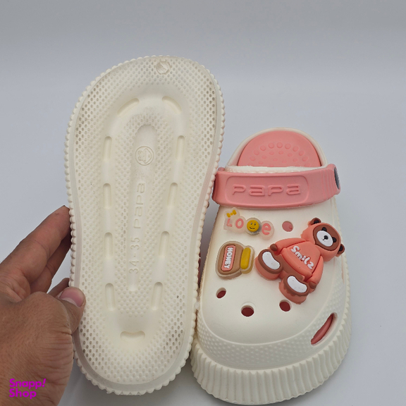 صندل بچگانه پاپا مدل کراکس کد 51649 رنگ کرم صورتی