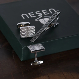 ست دکمه سردست و گیره کراوات مردانه نسن مدل NT13