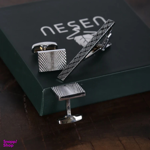 ست دکمه سردست و گیره کراوات مردانه نسن مدل NT13