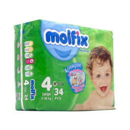 پوشک بچه مولفیکس سایز 4 بزرگ بسته 34 عددی