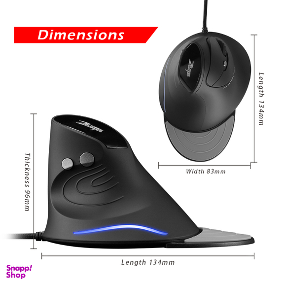 ماوس باسیم ورتیکال زیلوتس مدل T30 Wired Vertical Mouse
