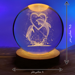 چراغ خواب طرح گوی کریستالی 3 بعدی مدل دلفین و قلب