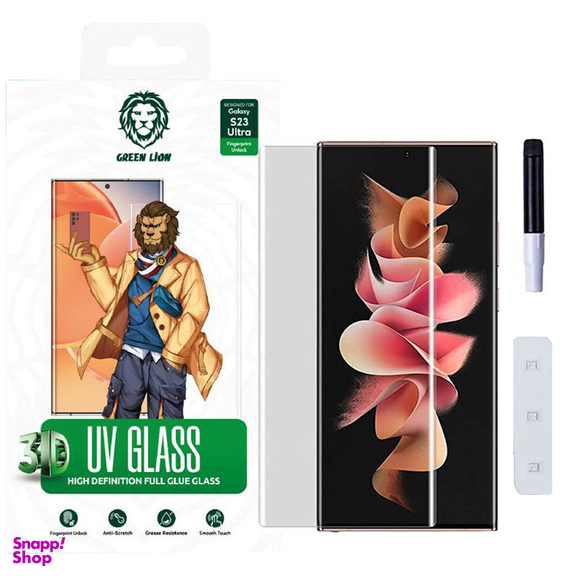محافظ صفحه نمایش یووی لایت گرین لاین مدل 3D UV-GLASS مناسب برای گوشی موبایل سامسونگ Galaxy S23 Ultra