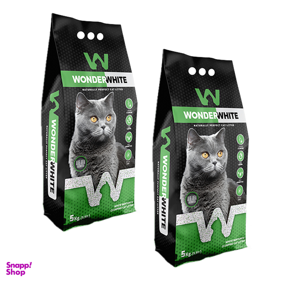 خاک گربه عطری واندر وایت مدل Aloe Vera وزن 5 کیلوگرم بسته 2 عددی