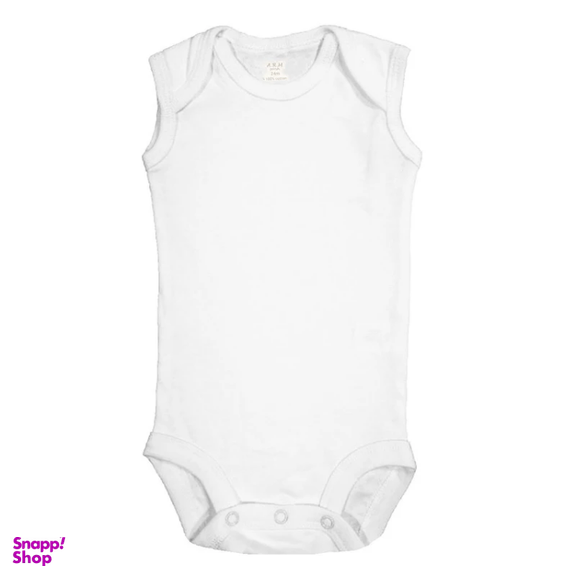 بادی نوزادی آرم پوش مدل یقه باز شو کد W001 رنگ سفید