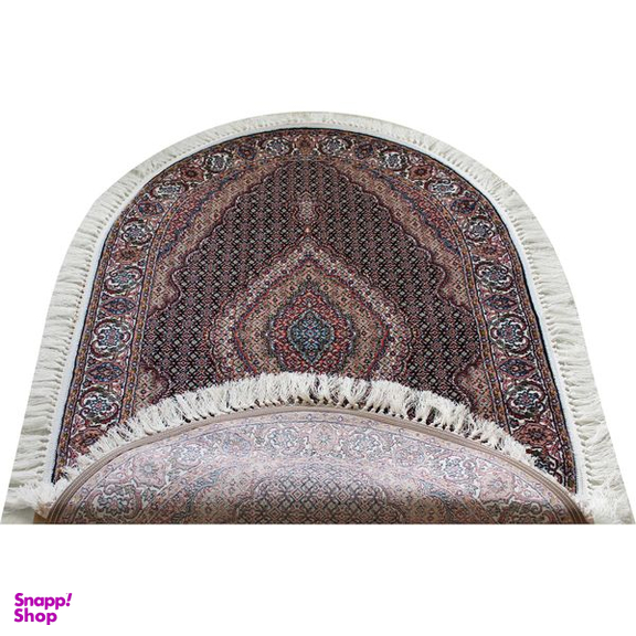 فرش ماشینی مدل بیضی طرح ریزماهی زمینه سرمه ای