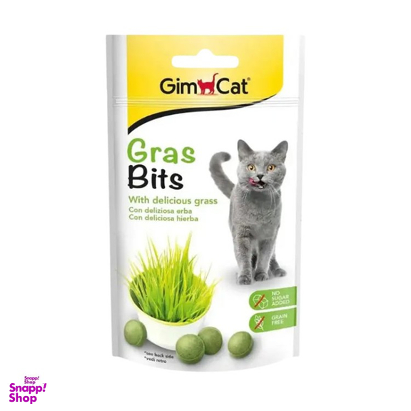 اسنک تشویقی گربه جیم کت مدل Gras Bits وزن 50 گرم