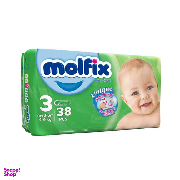 پوشک بچه مولفیکس سایز 3 بسته 38 عددی