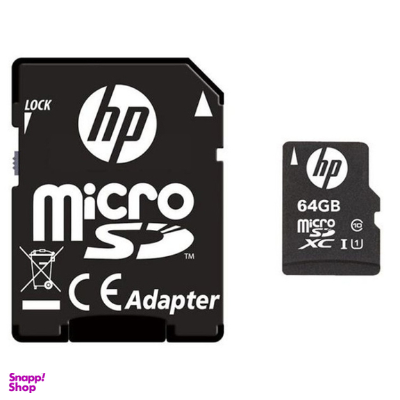 کارت حافظه microSDXC اچ پی مدل MI210 ظرفیت 64 گیگابایات به همراه آداپتور