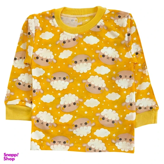 ست تیشرت آستین بلند و شلوار راحتی نوزادی مدل ببعی کد 4151 رنگ زرد