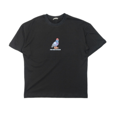 تیشرت مردانه طرح کبوتر کد KARGADAN MW44 رنگ مشکی