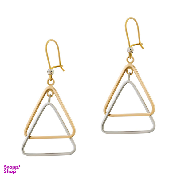 گوشواره طلا 18 عیار زنانه داریم مدل دو رنگ طرح مثلث