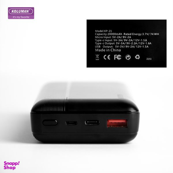 پاوربانک کلومن مدل KP-21 35W ظرفیت 20000 میلی آمپر ساعت