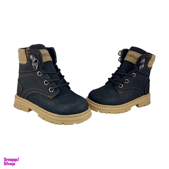 نیم بوت پسرانه طرح Caterpillar کد CT23 رنگ مشکی