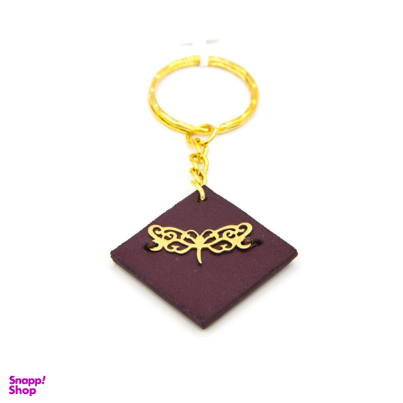 جاسوئیچی چرم و طلا 18 عیار طرح سنجاقک کد K025