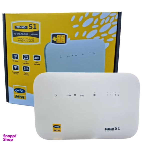 مودم 4G/TD-LTE ایرانسل مدل TF-I60 S1 به همراه 300 گیگ اشتراک یکساله