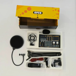 میکروفون کاندنسر مدل WH1000 به همراه کارت صدا اکسترنال مدل DJ18 مجموعه 12 عددی
