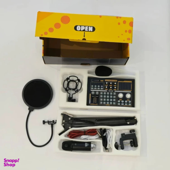 میکروفون کاندنسر مدل WH1000 به همراه کارت صدا اکسترنال مدل DJ18 مجموعه 12 عددی
