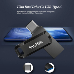 فلش مموری سن دیسک مدل Ultra Dual Drive GO USB Type-C ظرفیت 64 گیگابایت رنگ مشکی