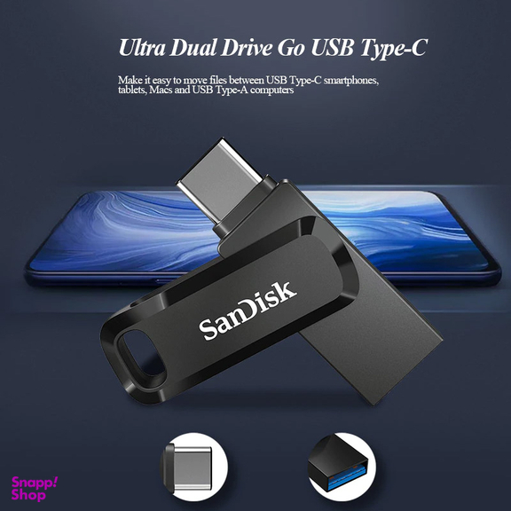 فلش مموری سن دیسک مدل Ultra Dual Drive GO USB Type-C ظرفیت 64 گیگابایت رنگ مشکی