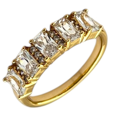 انگشتر زنانه ژوپینگ مدل تنیسی جواهری کد R5143 رنگ طلایی