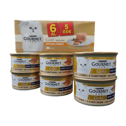 کنسرو گربه گورمت مدل گلد پته با طعم بوقلمون وزن 85 گرم بسته 6 عددی