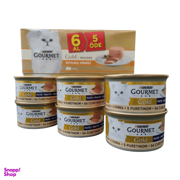 کنسرو گربه گورمت مدل گلد پته با طعم بوقلمون وزن 85 گرم بسته 6 عددی