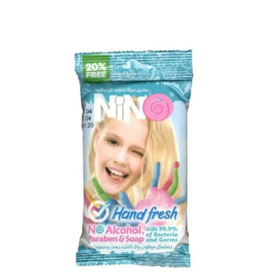 دستمال مرطوب پاک کننده دست و صورت نینو مدل hand fresh بسته 10 عددی