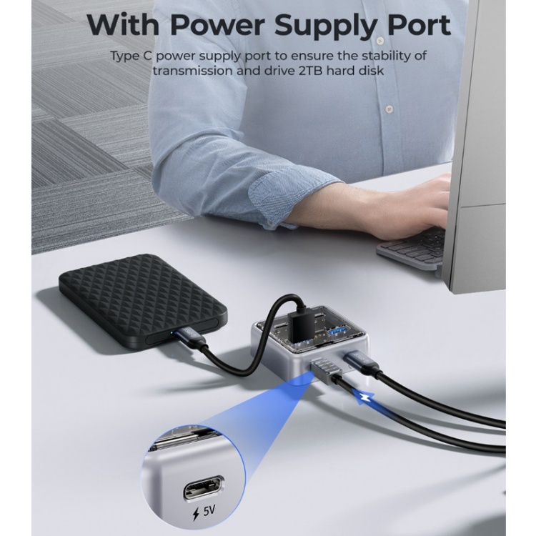 USB هاب 4 پورت Type-C اوریکو مدل XHJ2U2C-G2