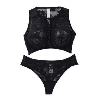 ست شورت و سوتین زنانه برتا مدل توری کد 1051M رنگ مشکی