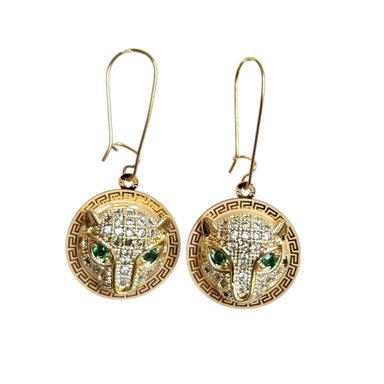 گوشواره طلا 18 عیار زنانه طرح پنتر سفید کد 6565