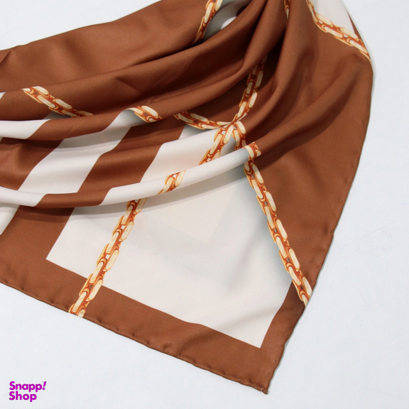 روسری زنانه آنالیا مدل ابریشم دست دوز طرح زنجیری کلاسیک کد ana-2821