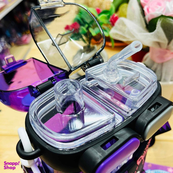 قمقمه مدل دو مخزنه کرومی عروسکی گنجایش 0.65 میلی لیتر به همراه برچسب شب تاب