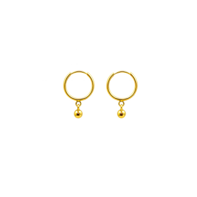 گوشواره حلقه ای طلا 18 عیار زنانه زرلاین مدل گوی آویز کد E-8026