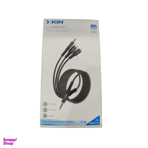 کابل دیتا Jack 3.5mm به Jack 3.5mm/Lightning/Type-C ایکس کین کد XK-AUX114 طول 1.2 متر