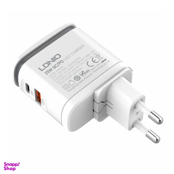 شارژر دیواری 25 وات الدینیو مدل A2423C همراه با کابل USB-C