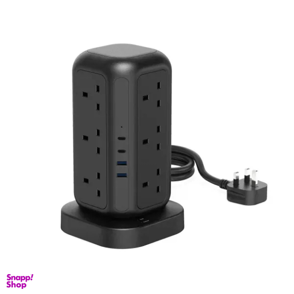 چند راهی برق پاورولوژی مدل  12 AC Sockets GaN Tower Hub PWCUQC025BK